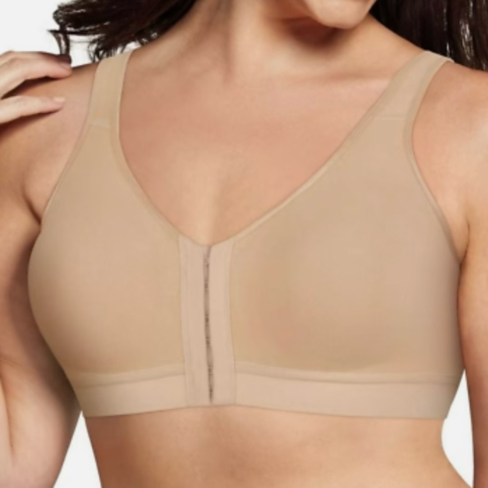 Playtex 18 Hour Cotton Comfort Front & Back Closure Bra 400c Size 36DD Nude NWT